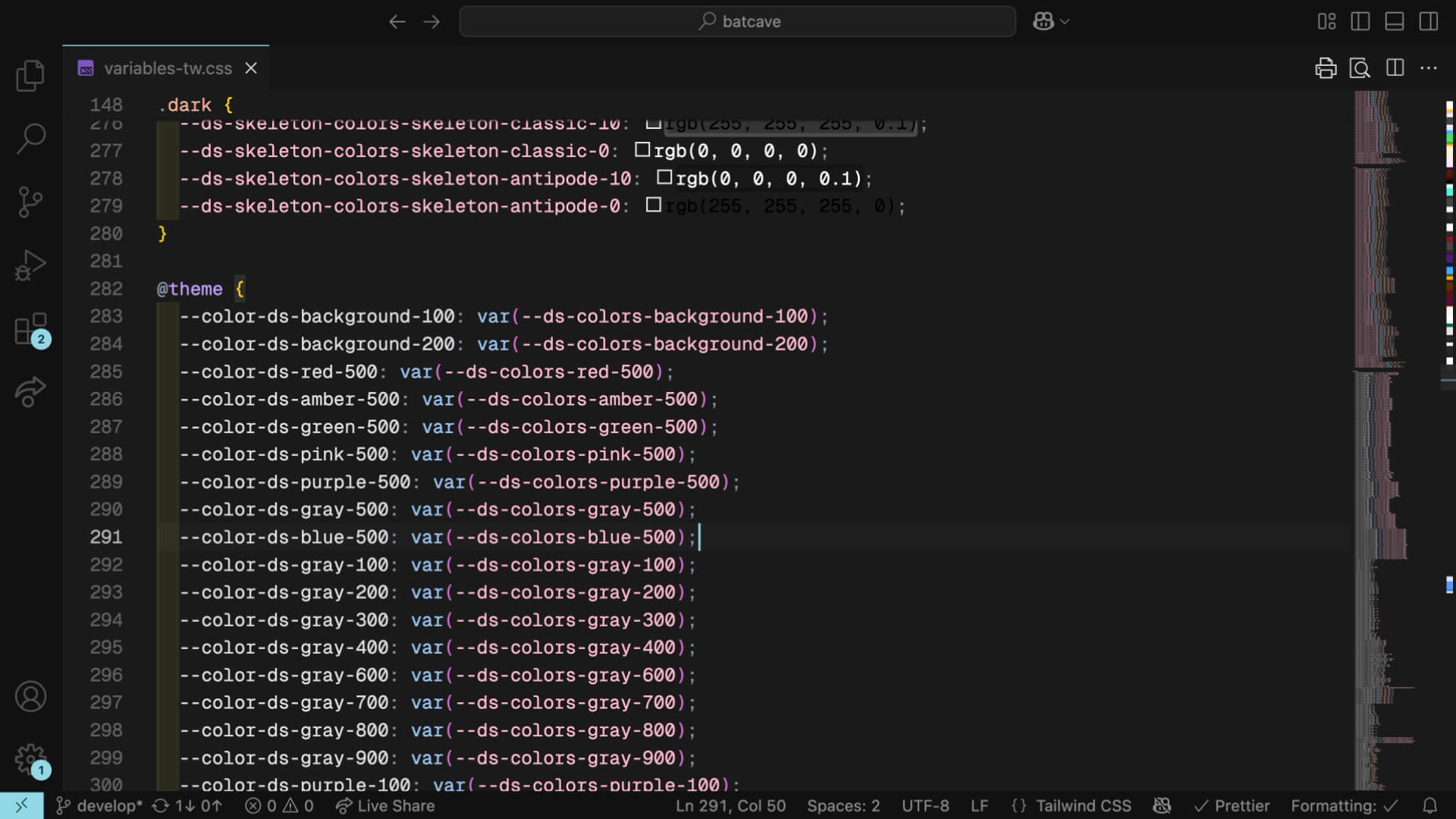 Figma variables collection with light and dark modes