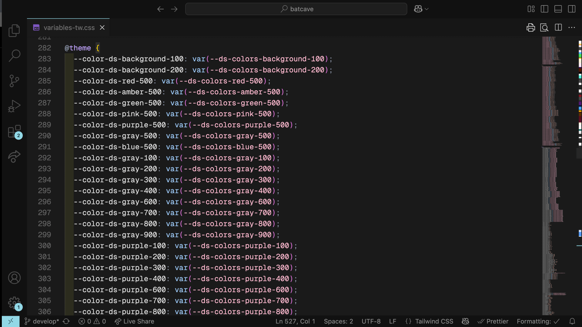 Stripped TailwindCSS CSS color variables